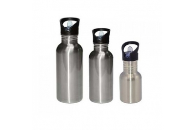 Stainless Steel Water Bottle with Straw Top(Silver)