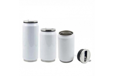 Stainless Steel Coke Can with Straw(White)