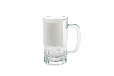 20oz Sublimation Beer Glass Mug White Patch