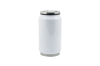 12oz Stainless Steel Coke Can with Straw(White)