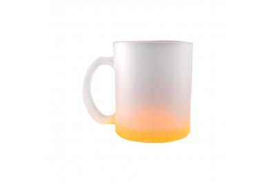 11oz Sublimation Glass Mug Frosted with Bottom Color-Orange