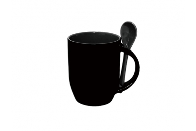 12oz Magic Color Changing Mug With Spoon-Black