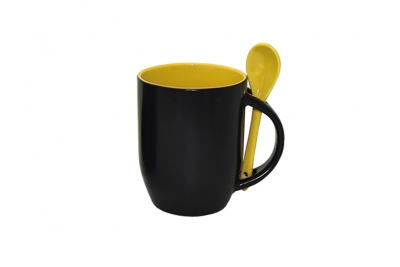 <b>12oz Magic Color Changing Mug With Spoon-Yellow</b>
