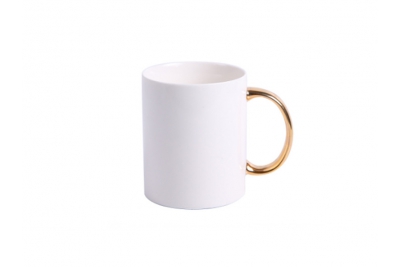 11oz Sublimation White Mug with Gold Handle 