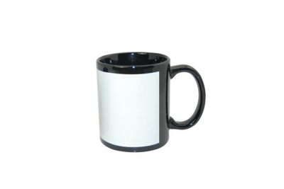 11oz Color Mug with White Patch-Black