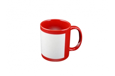 11oz Color Mug with White Patch-Red