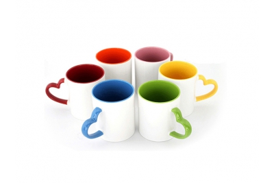 11oz Sublimation Heart Handle Two-tone Color Mug
