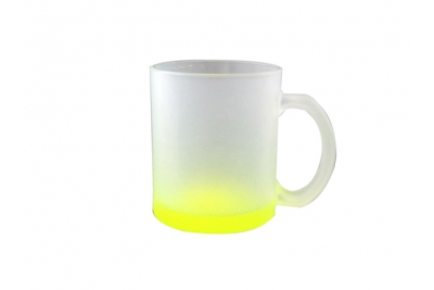 11oz Sublimation Glass Mug Frosted with Bottom Color-Yellow