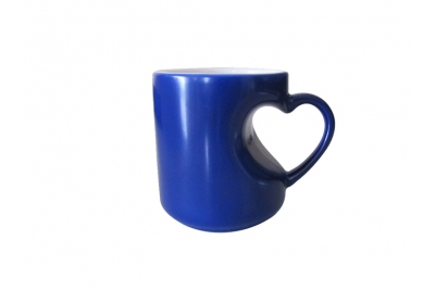 11oz Magic  Mug w Incut Heart Handle（Glossy finish）-Blue