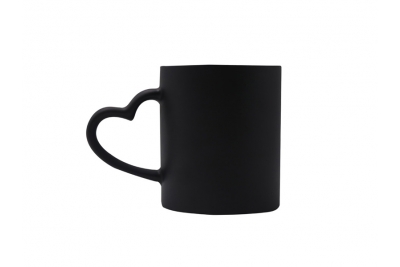 11oz Magic Mug w Heart Handle(Matt Finish)-Black