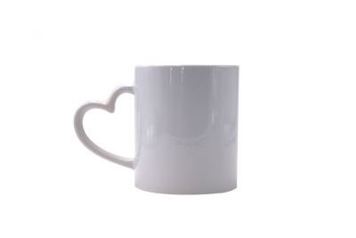 11oz White Mug Heart Handle