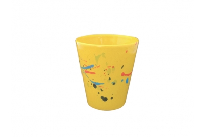 Ink Spots Painting Ceramic Flowerpot-Yellow