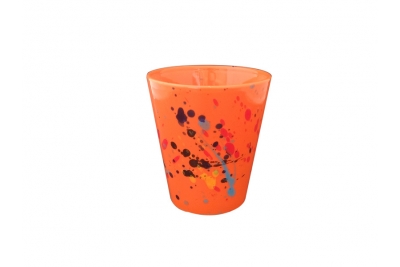 Ink Spots Painting Ceramic Flowerpot-Orange