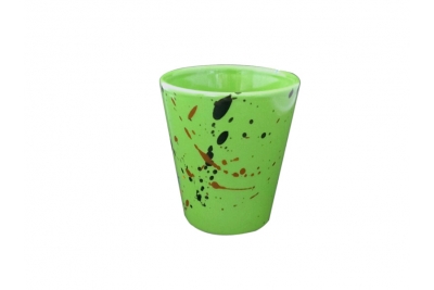 Ink Spots Painting Ceramic Flowerpot-Green
