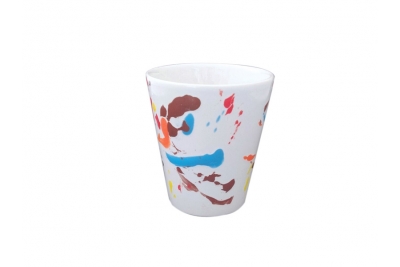 Ink Spots Painting Ceramic Flowerpot-White