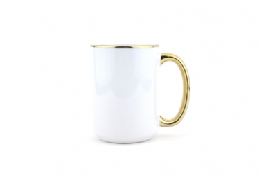 <b>15oz Sublimation Mug Gold Handle&Rim</b>