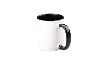 11oz Sublimation Inside Handle Color Mug - Black