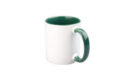 11oz Sublimation Inside Handle Color Mug-Dark Green