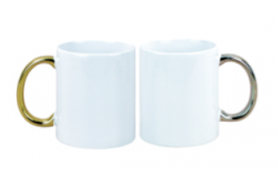 11oz Sublimation Mug Gold/Silver Handle
