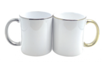 11oz Sublimation Mug Gold/Silver Handle&Rim